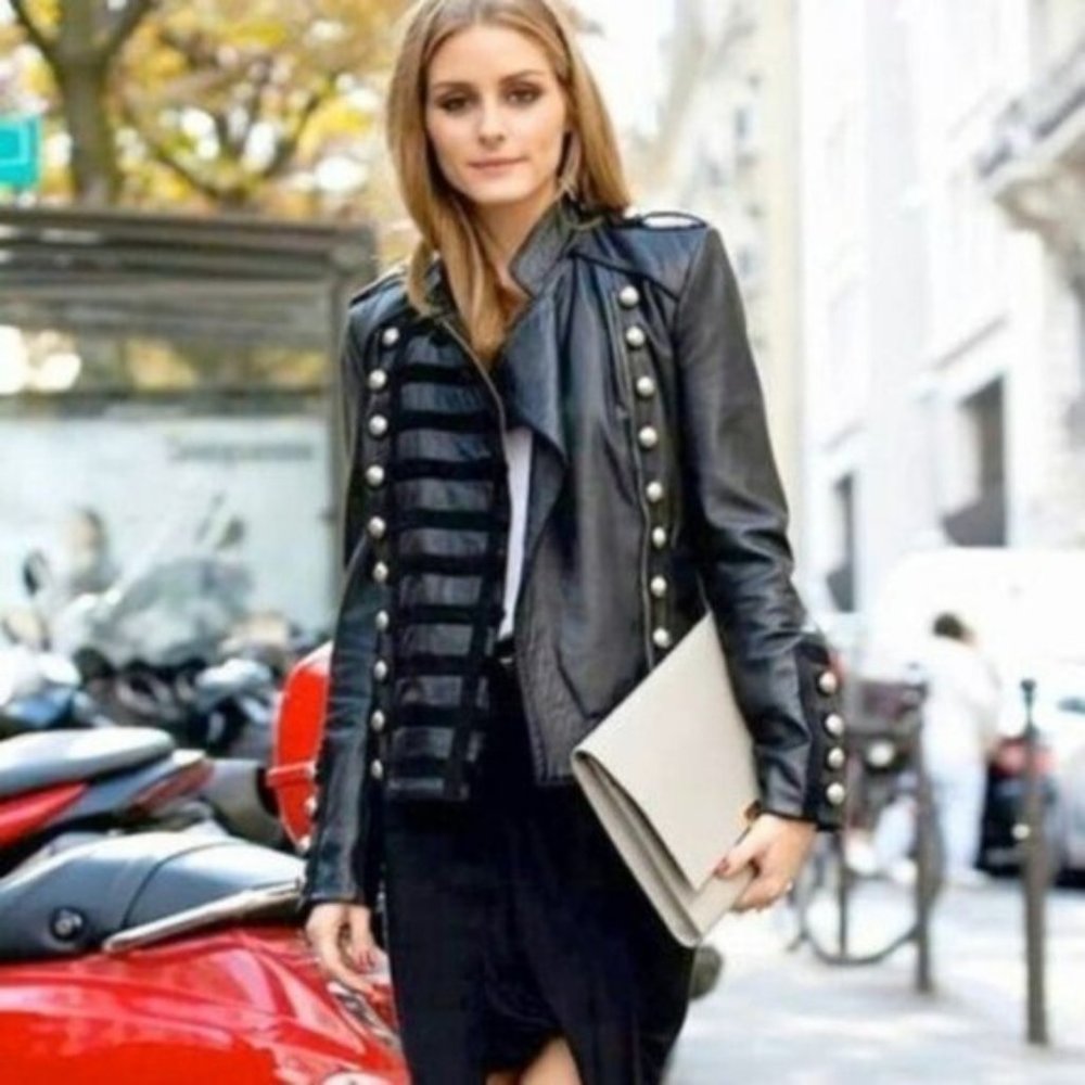 Boda Skins Napoleon Military Leather Jacket Black Womens Size 10   6